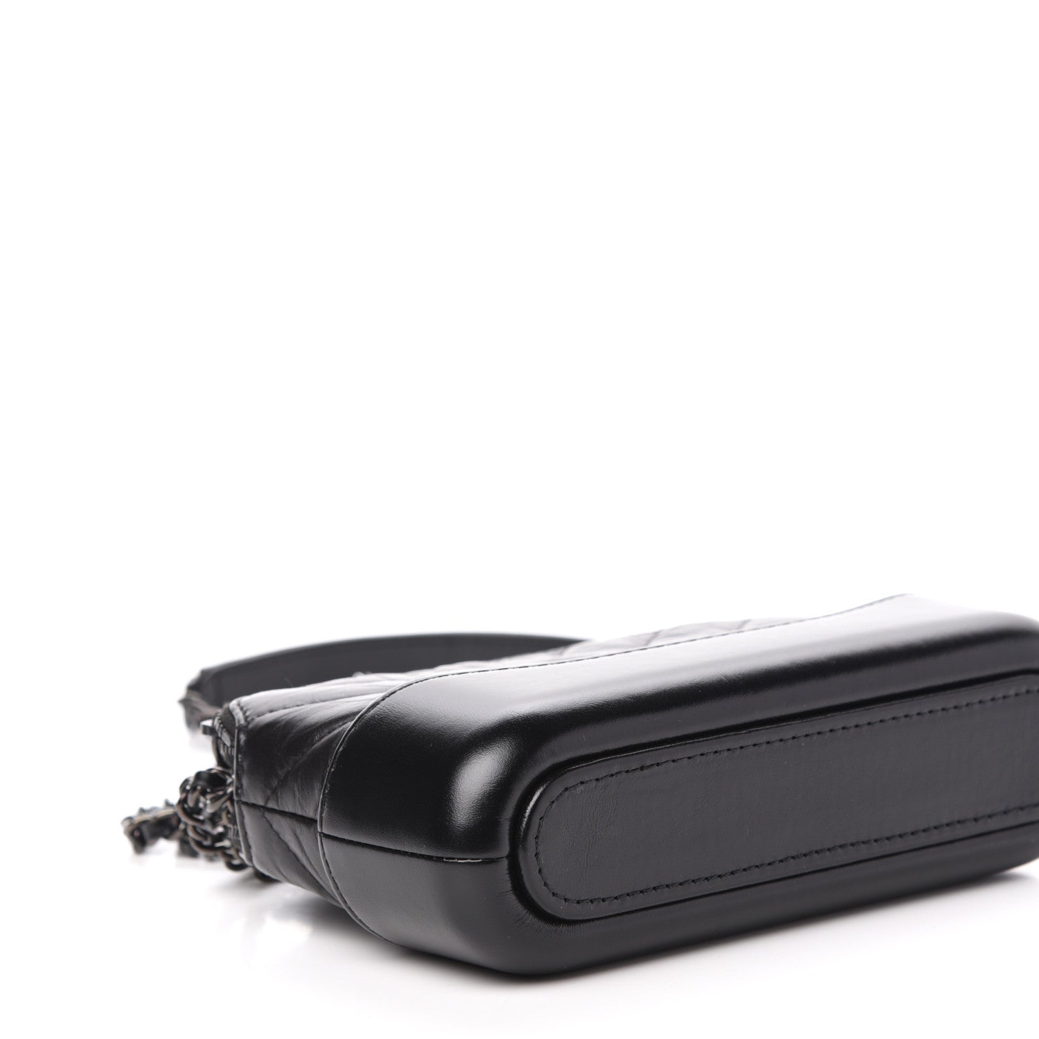 Chanel Aged Calfskin Chevron Quilted Small Gabrielle Clutch With Chain So Black 9 of 12