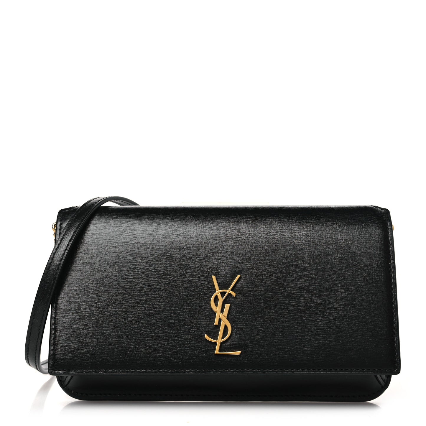 Smooth Calfskin Monogram Phone Holder Crossbody Black