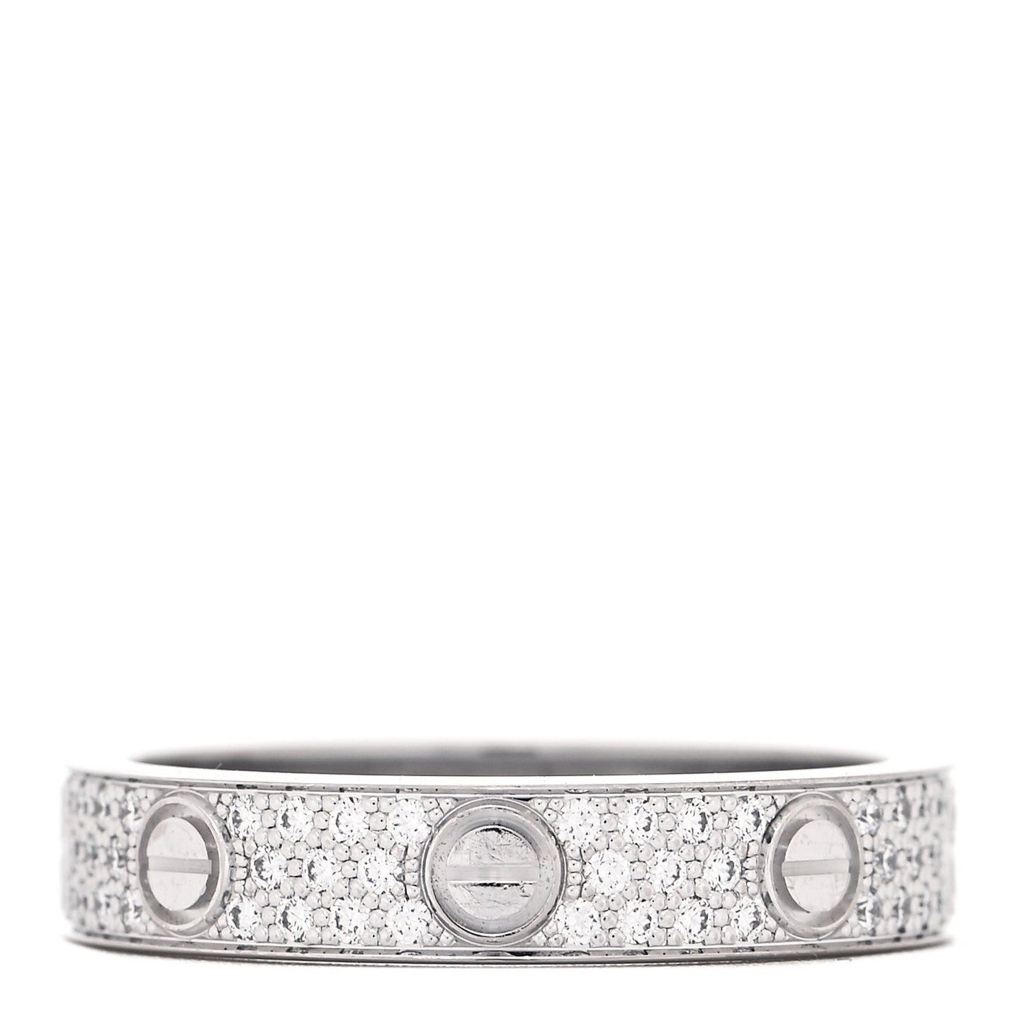 18K White Gold Diamond 4mm LOVE Wedding Paved Band Ring 52 6
