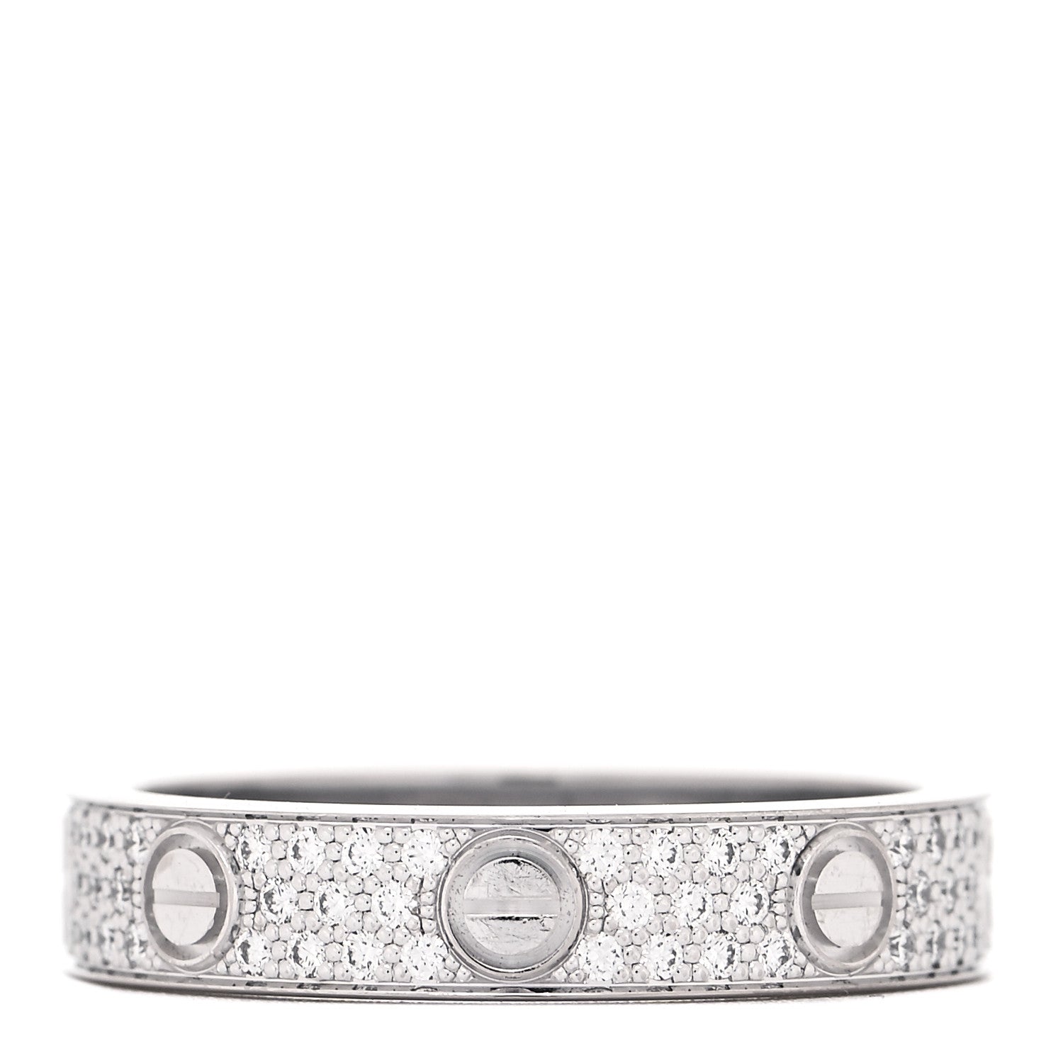 Cartier 18K White Gold Diamond 4mm LOVE Wedding Paved Band Ring 52 6 1 of 4