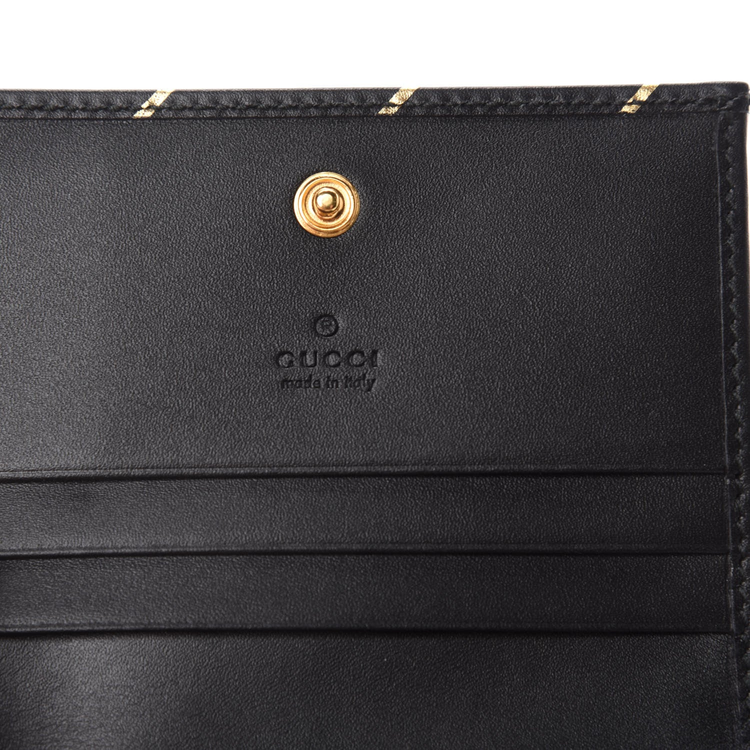 Gucci Calfskin Diagonal GG Card Case Black Gold 6 of 7