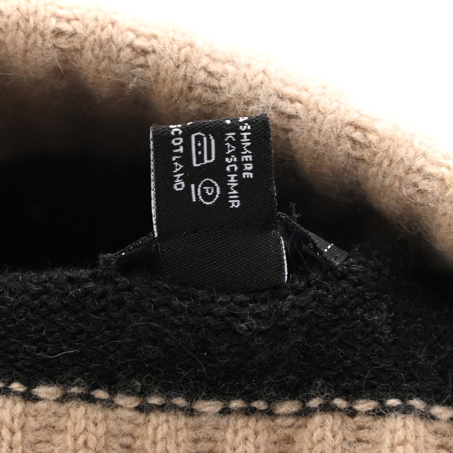 Chanel Cashmere CC Beanie Hat Grey Beige 5 of 5