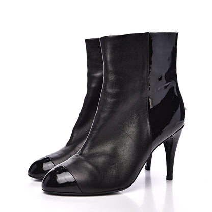 Chanel Patent Cap Toe Booties 38.5 Black 3 of 14