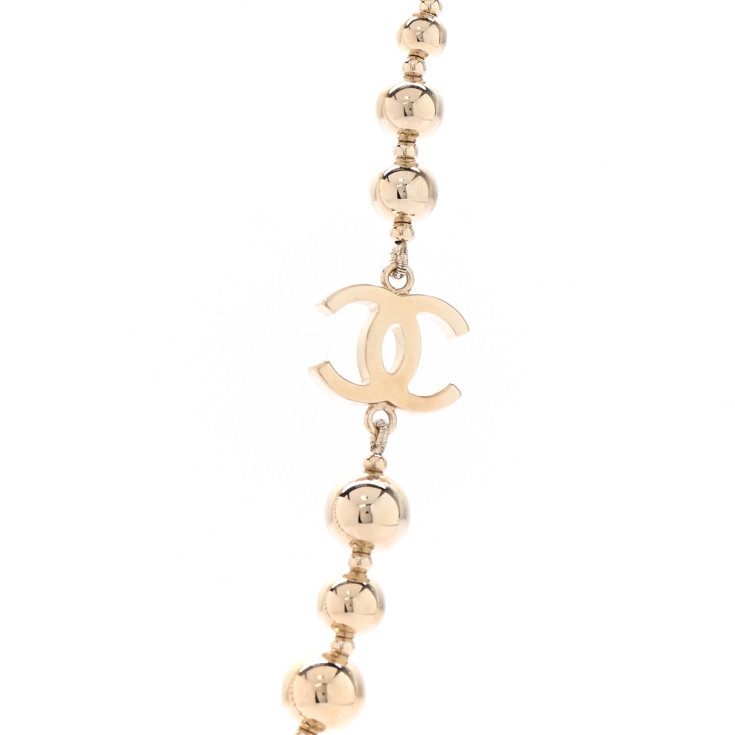 Chanel Metal Bead CC Necklace Gold 4 of 6