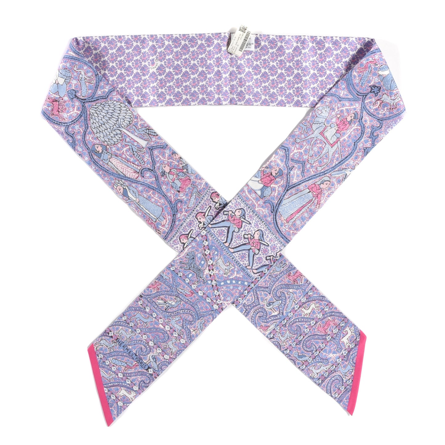 Silk Lalbhai Maxi Twilly Slim Blue Jean Parme Rose