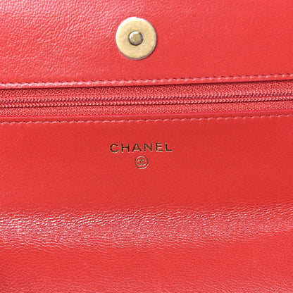 Chanel Goatskin Quilted 19 Wallet On Chain WOC Red 6 of 12
