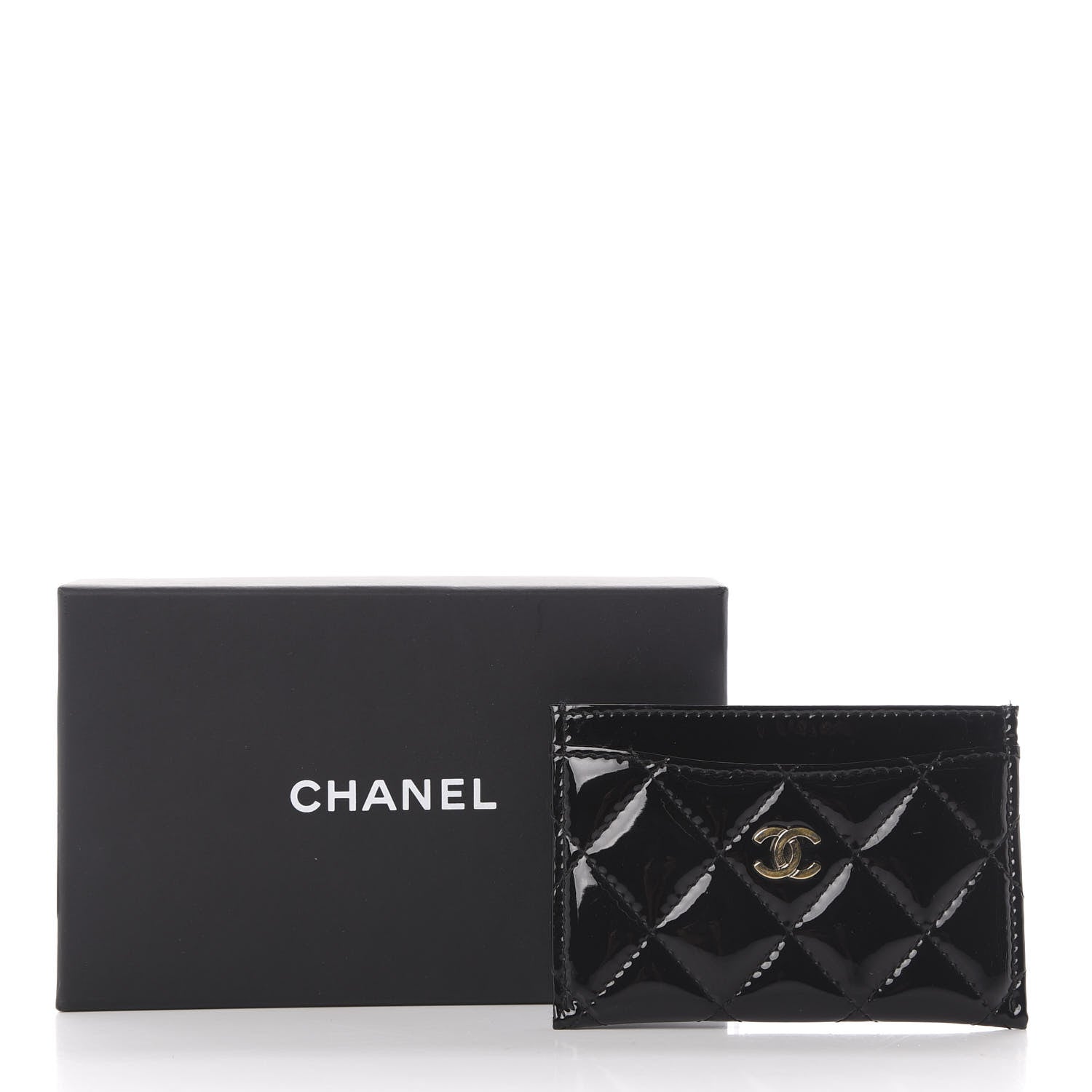 Chanel Patent Calfskin Quilted Card Holder Black 7 of 7