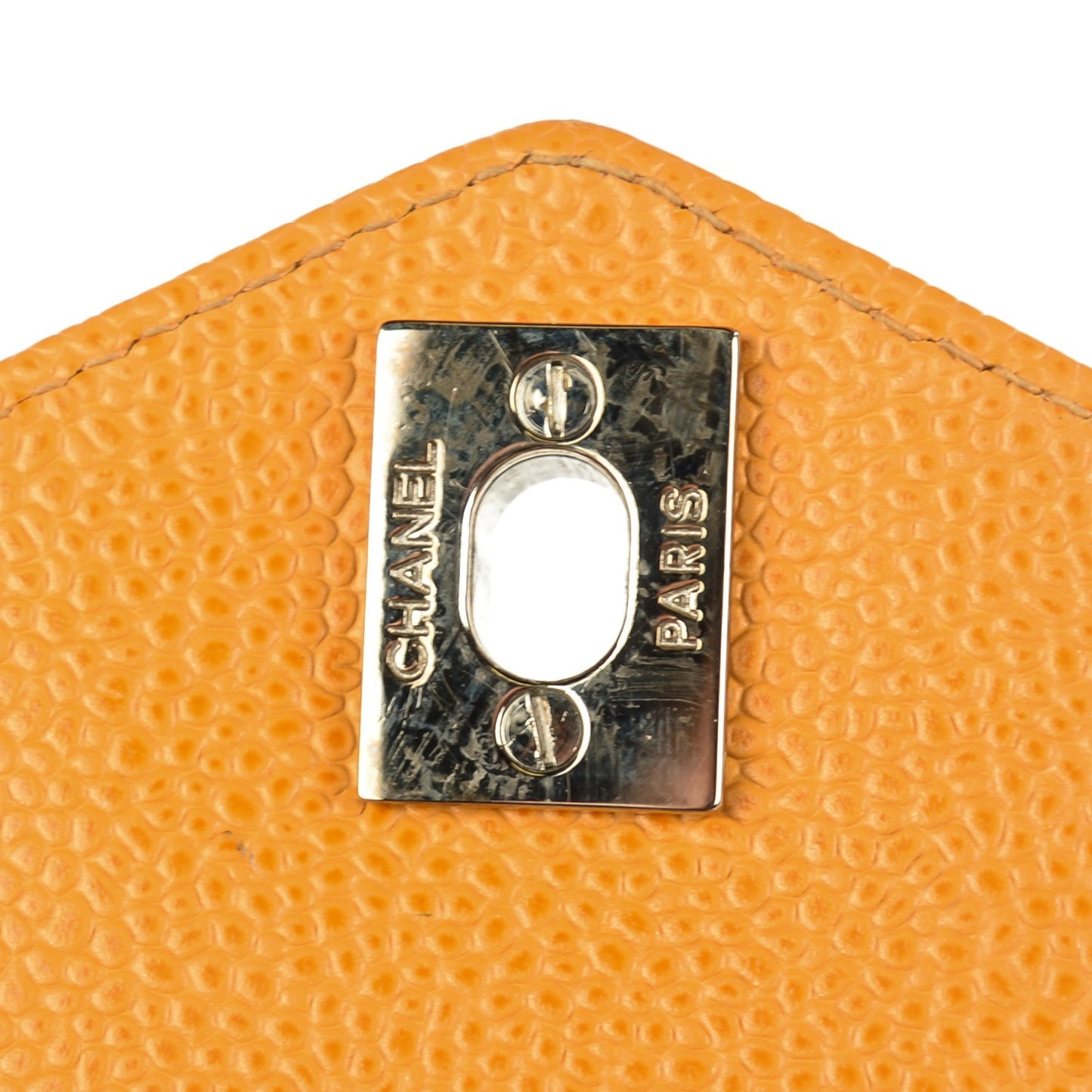 Caviar Flap Shoulder Bag Orange