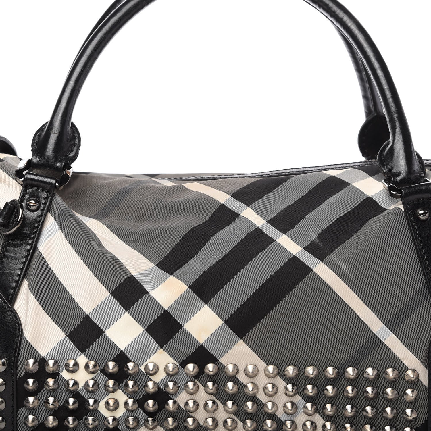 Burberry Nylon Beat Check Studded Medium Edenham Satchel Black 11 of 11