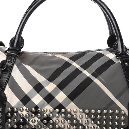 Burberry Nylon Beat Check Studded Medium Edenham Satchel Black 11 of 11