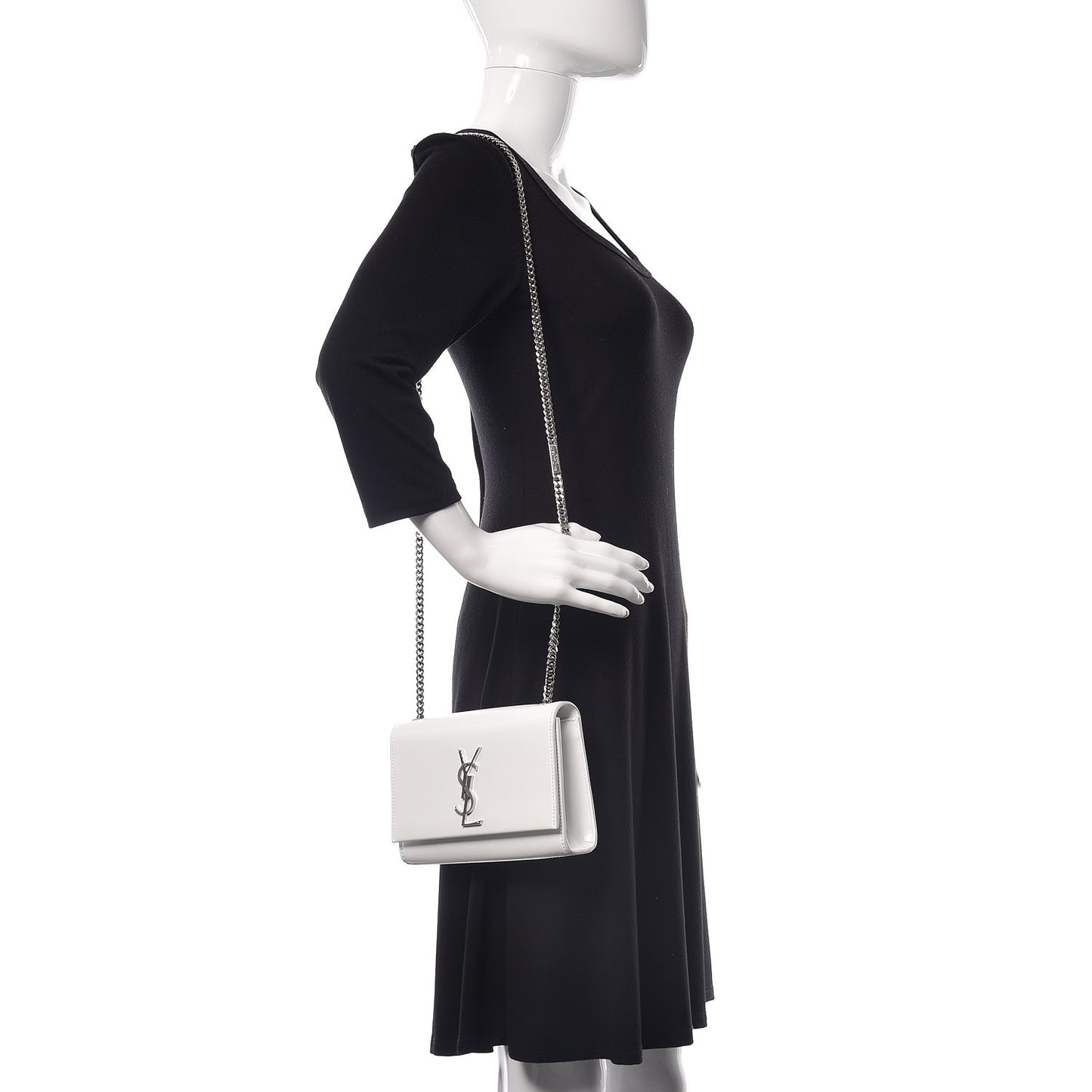 Smooth Calfskin Small Monogram Kate Satchel Optical White