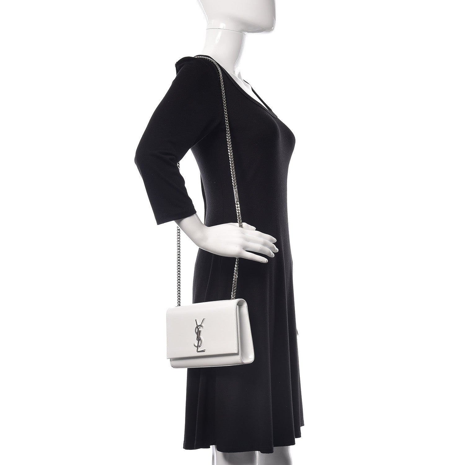 Saint Laurent Smooth Calfskin Small Monogram Kate Satchel Optical White 2 of 9