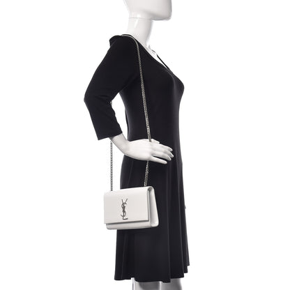 Saint Laurent Smooth Calfskin Small Monogram Kate Satchel Optical White 2 of 9