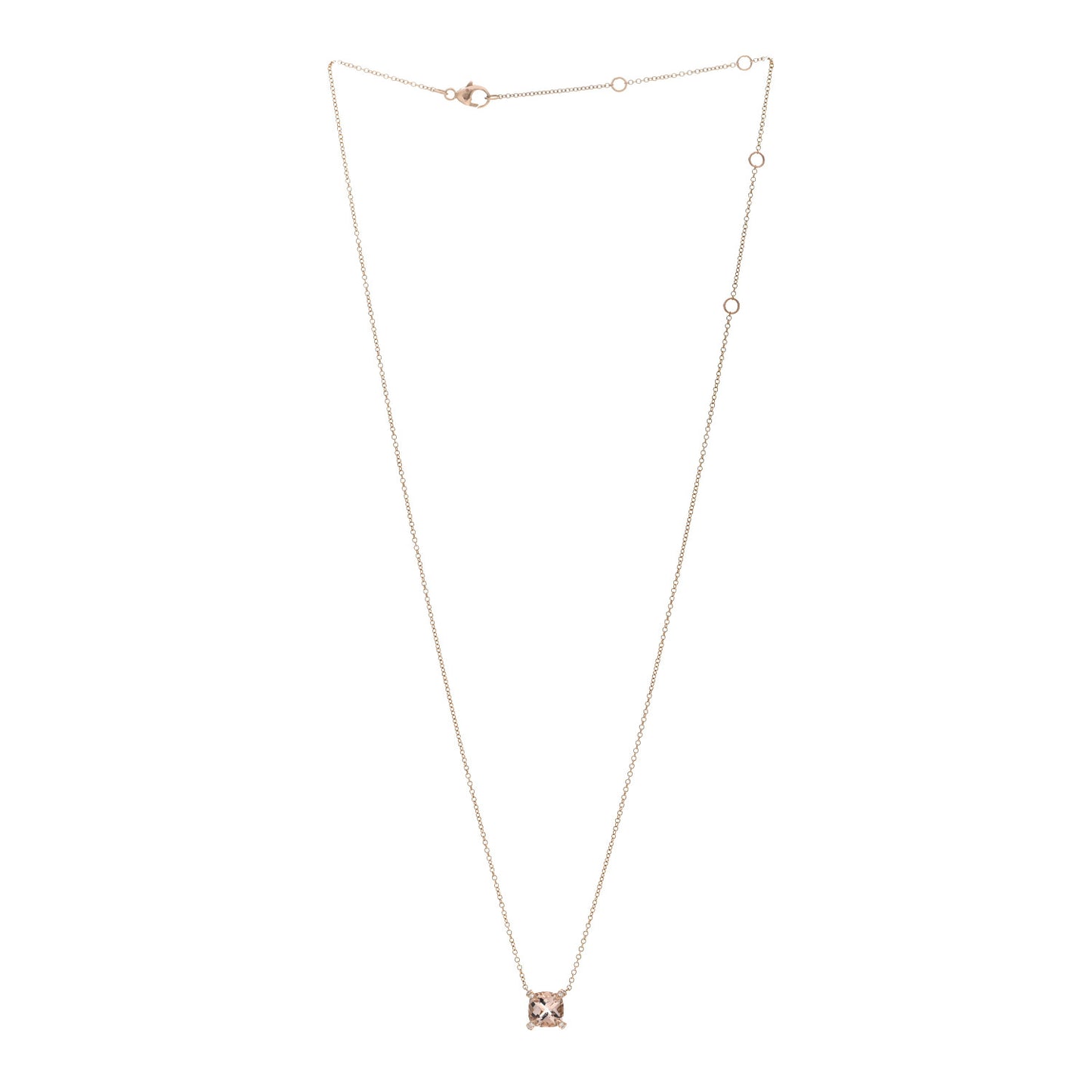 18K Rose Gold Diamond Morganite 7mm Petite Chatelaine Pendant Necklace