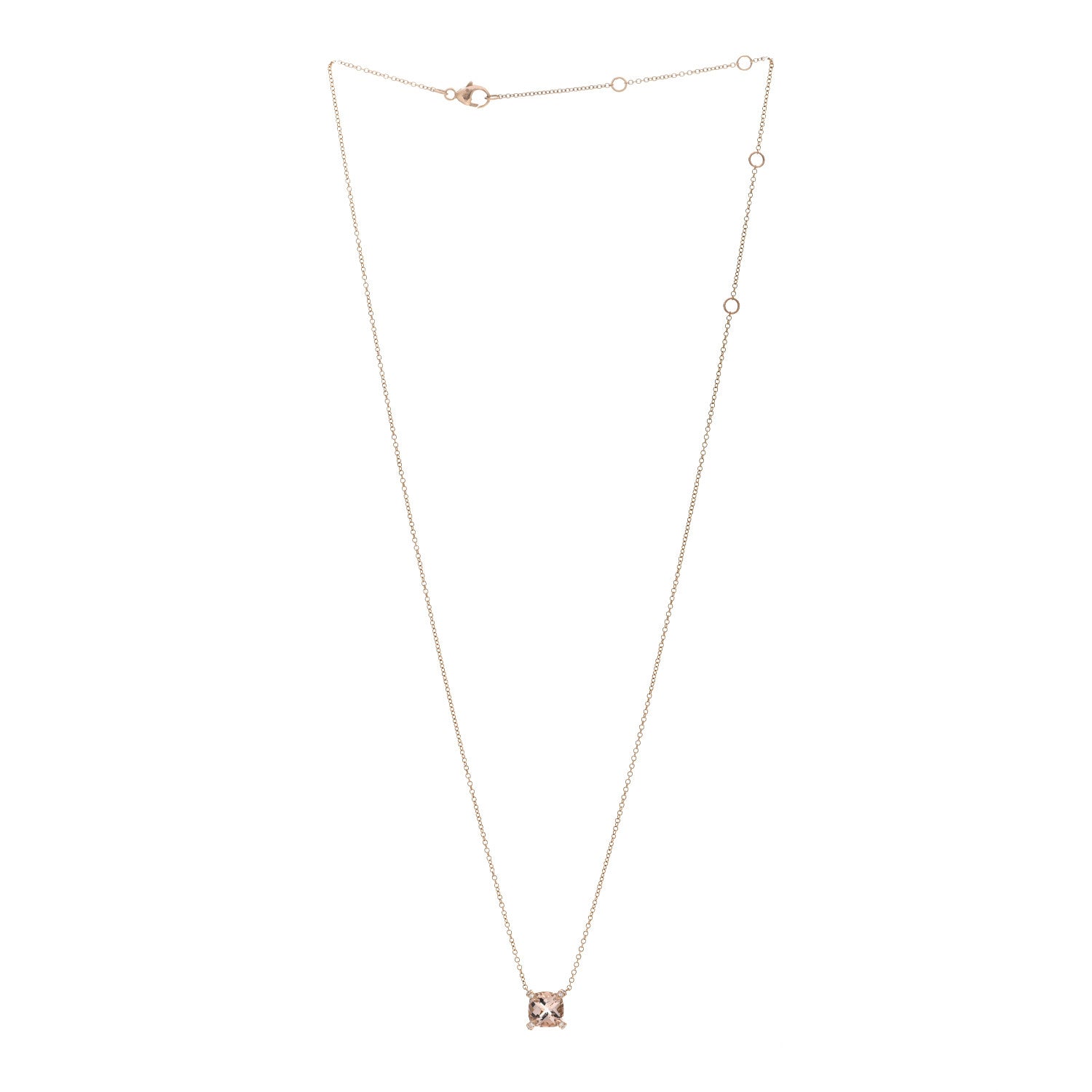 David Yurman 18K Rose Gold Diamond Morganite 7mm Petite Chatelaine Pendant Necklace 2 of 4