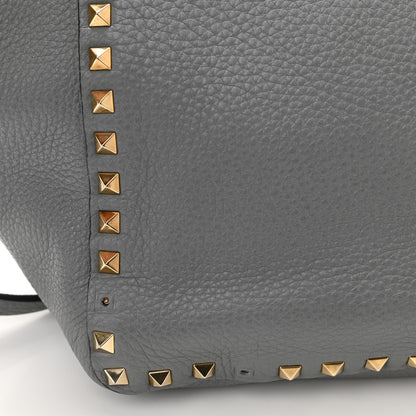 Valentino Garavani Grained Calfskin Medium Rockstud Reversible Tote Dark Rose Grey 22 of 22