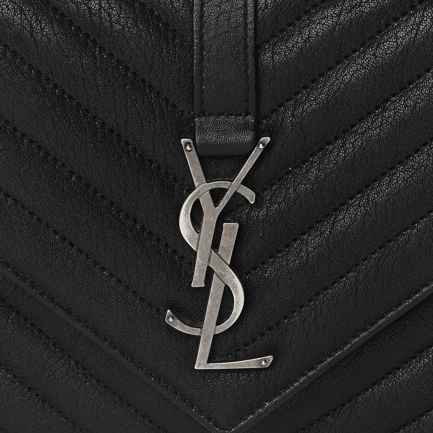 Sheepskin Matelasse Chevron Monogram Medium College Bag Black