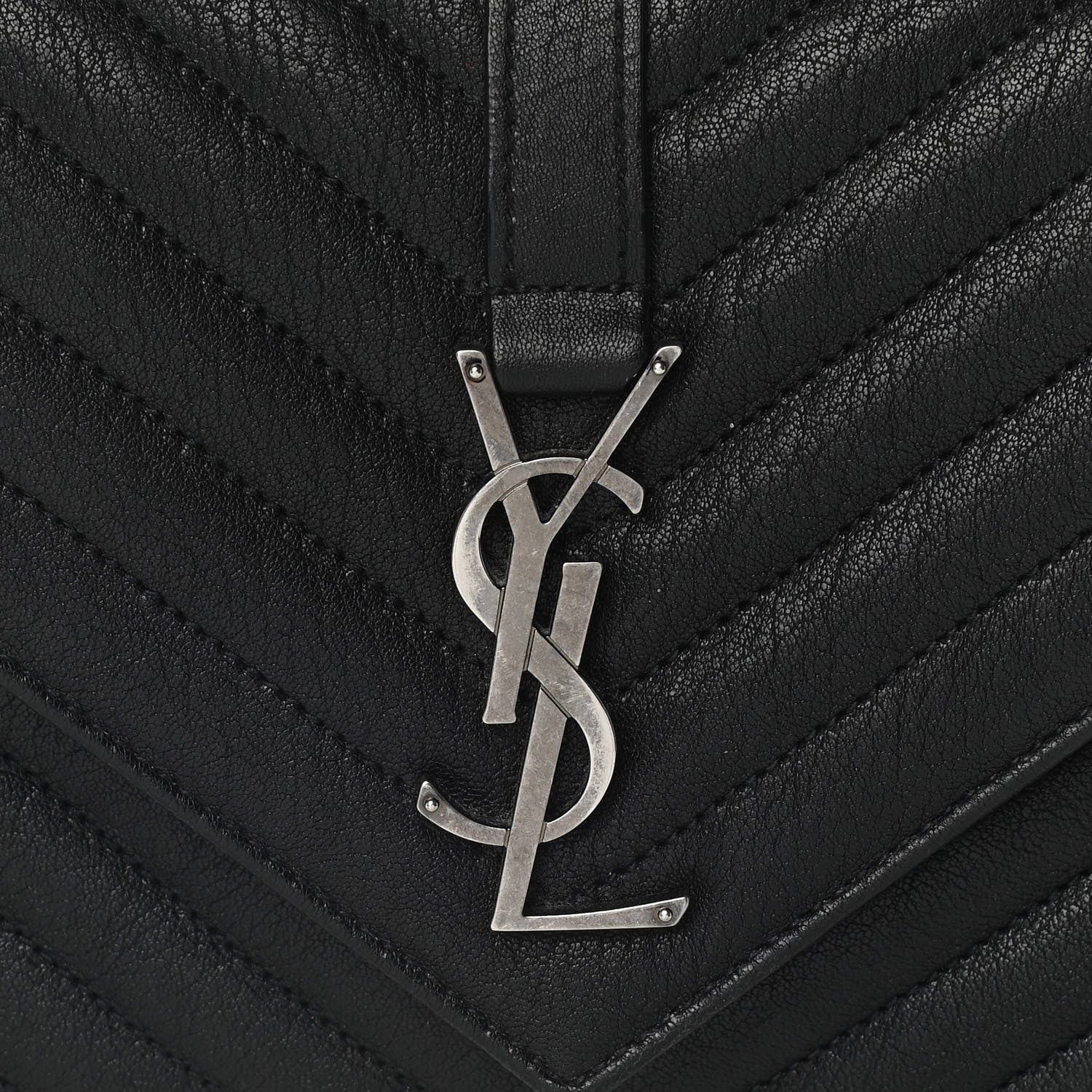 Saint Laurent Sheepskin Matelasse Chevron Monogram Medium College Bag Black 10 of 13