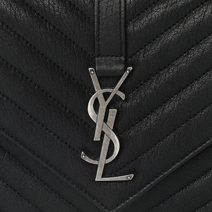 Saint Laurent Sheepskin Matelasse Chevron Monogram Medium College Bag Black 10 of 13
