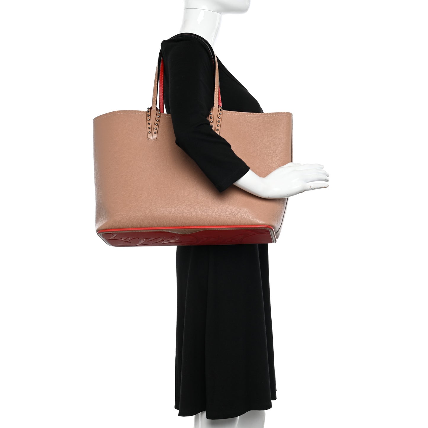 Calfskin Spikes East West Cabata Tote Nude