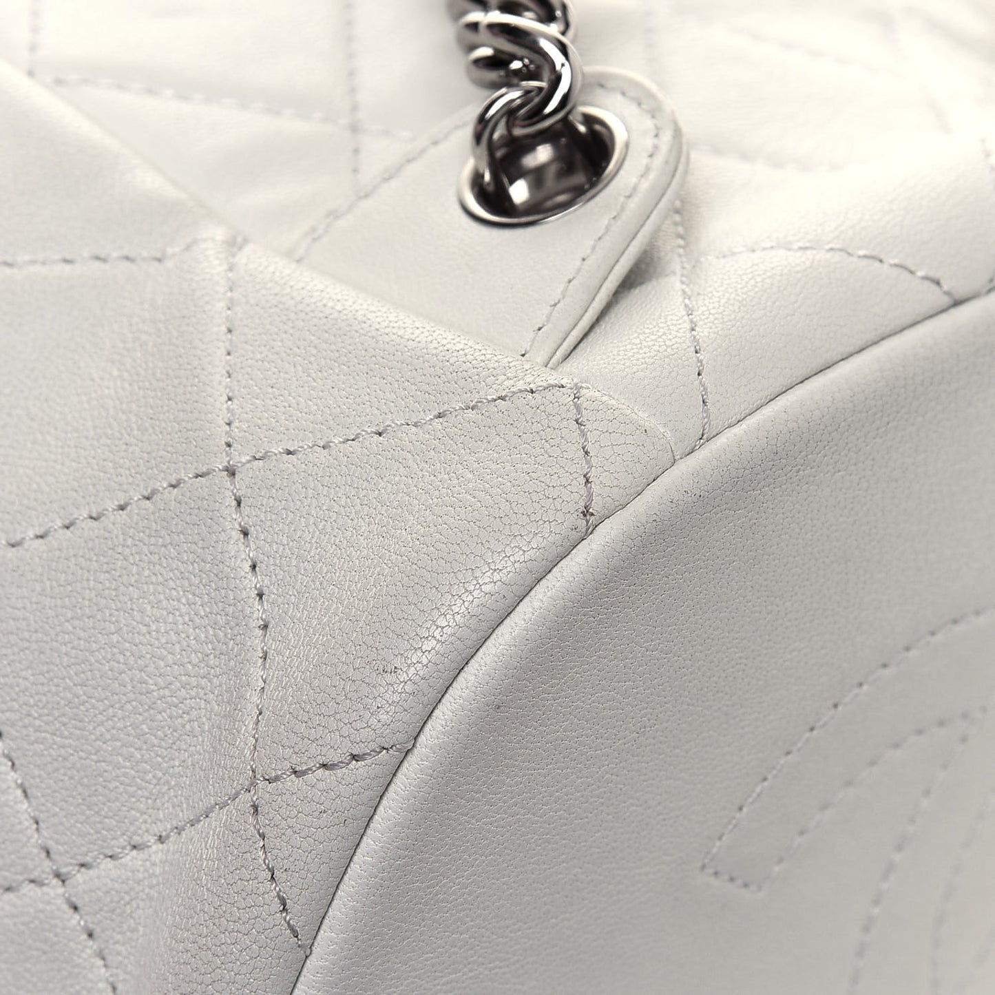 Lambskin Quilted Metallic Bubble Backpack White