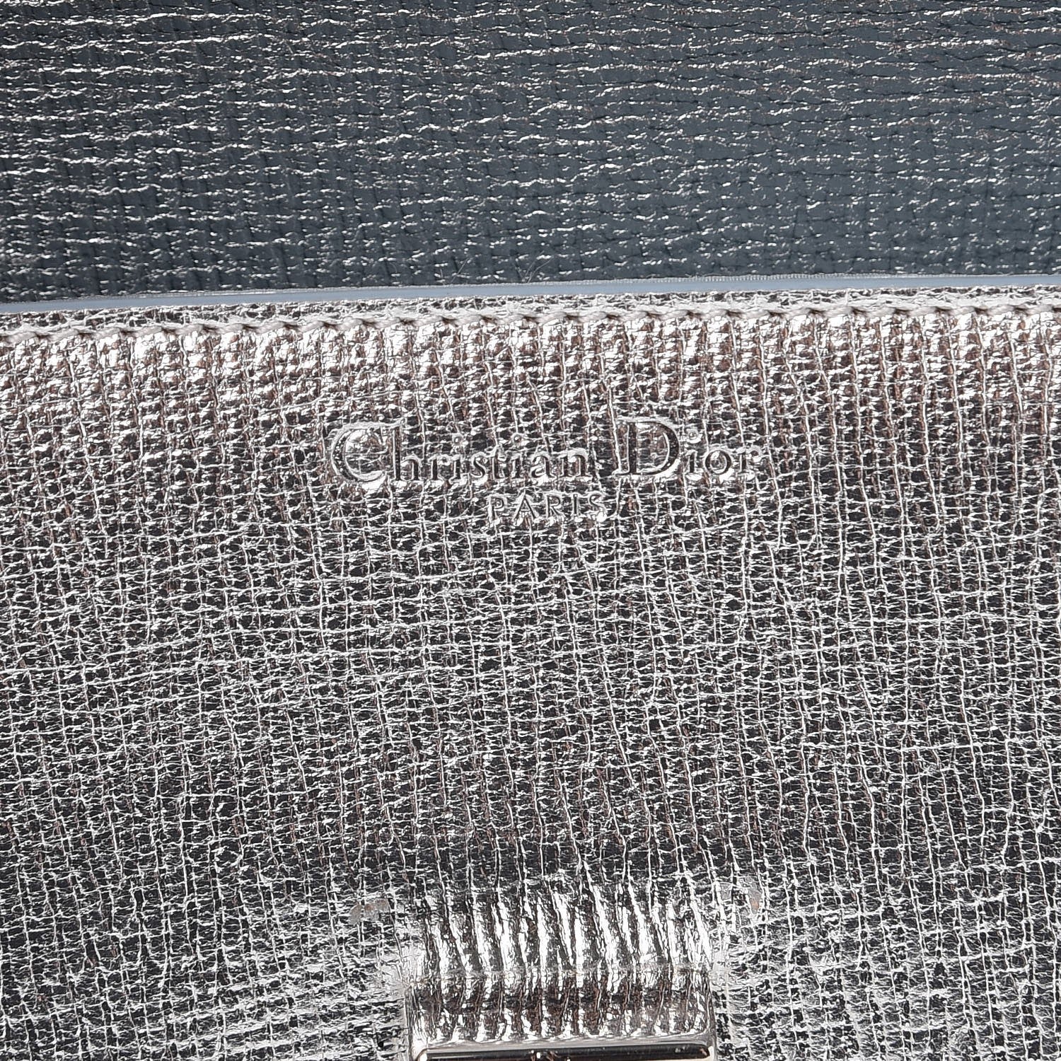 Christian Dior Metallic Grained Calfskin Diorever Clutch Silver 6 of 16