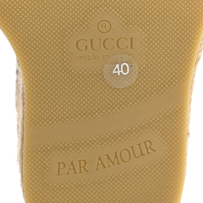 Gucci Canvas GG Ankle Wrap Platform Espadrille Wedges 40 Mystic White Royale Blue 8 of 10