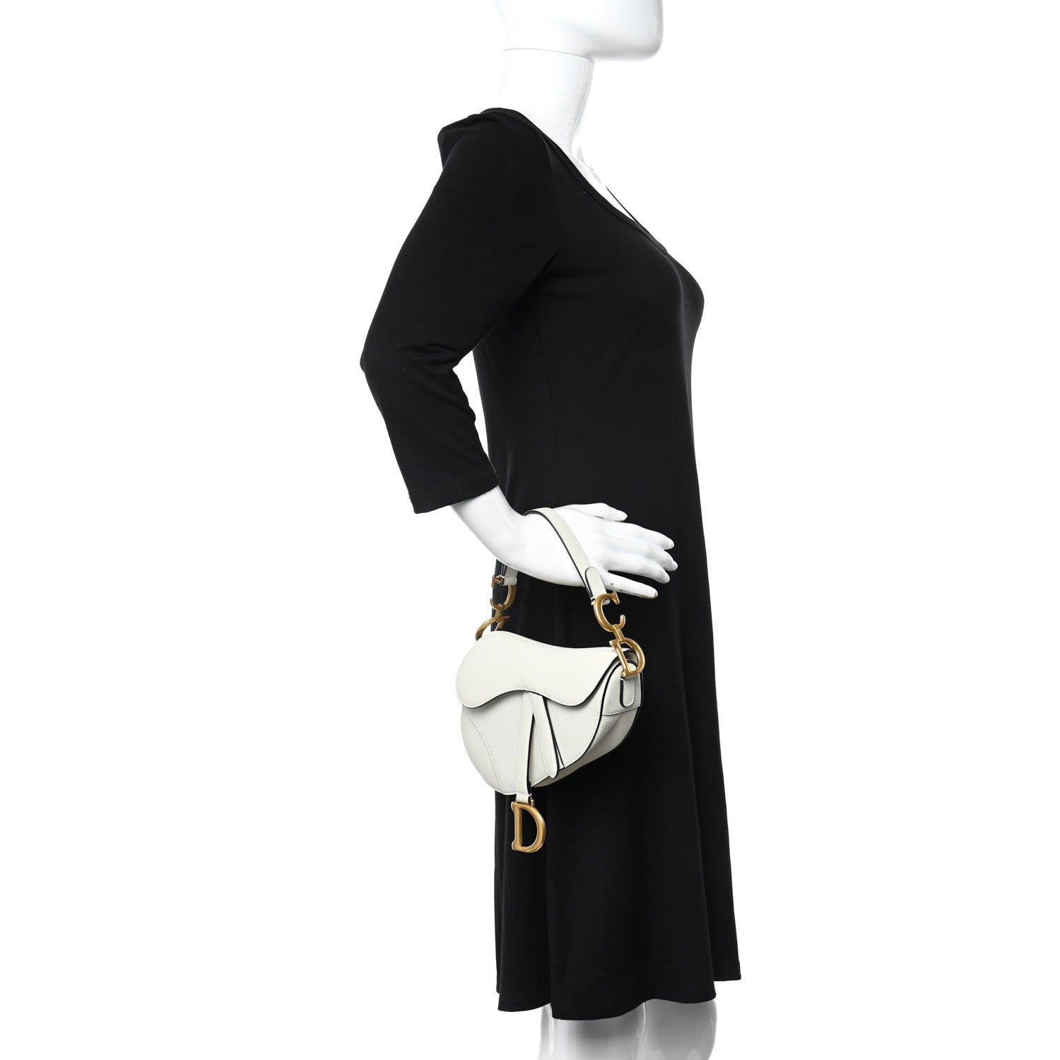 Christian Dior Grained Calfskin Mini Saddle Bag White 2 of 11