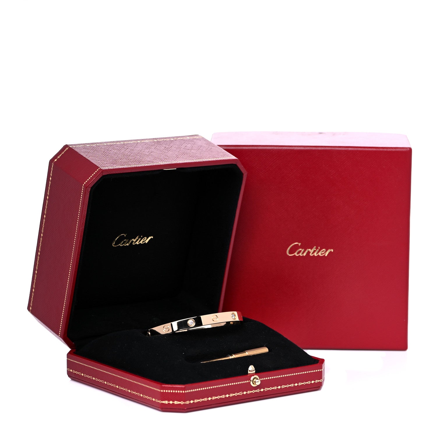 Cartier 18K Yellow Gold 4 Diamond LOVE Bracelet 18 8 of 8