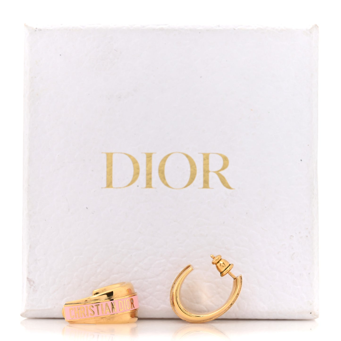 Metal Enamel Code Hoop Earrings Pink Gold