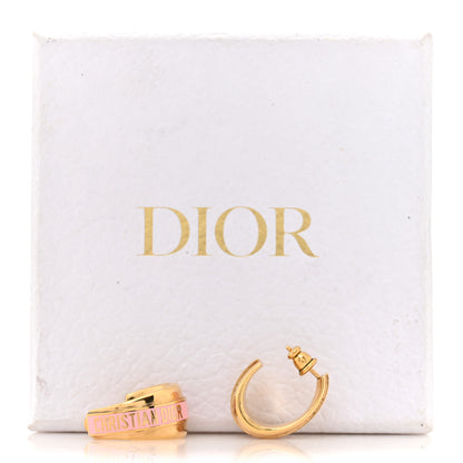 Christian Dior Metal Enamel Code Hoop Earrings Pink Gold 5 of 5