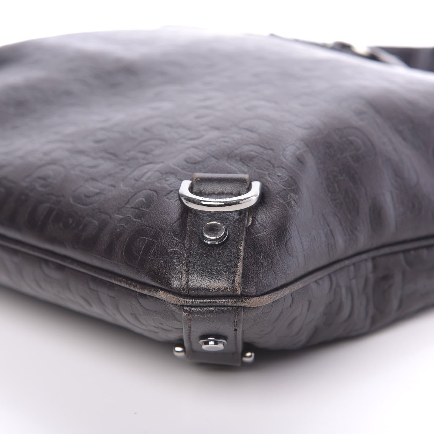 Gucci Calfskin Horsebit Embossed Abbey Messenger Dark Brown 10 of 10