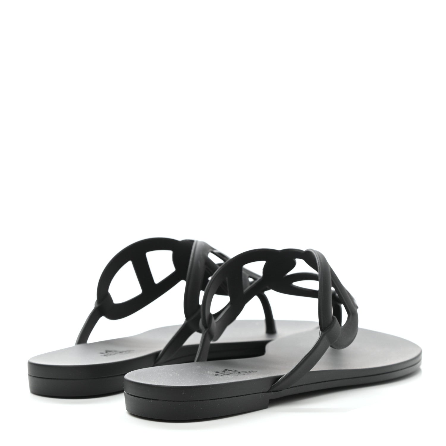 Hermes Rubber Womens Egerie Sandals 37 Black 4 of 8