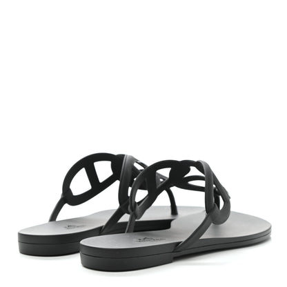 Hermes Rubber Womens Egerie Sandals 37 Black 4 of 8