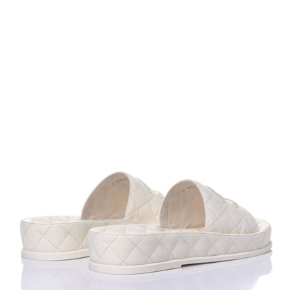 Chanel Lambskin Quilted CC Mules Sandals 36 Ivory 4 of 12