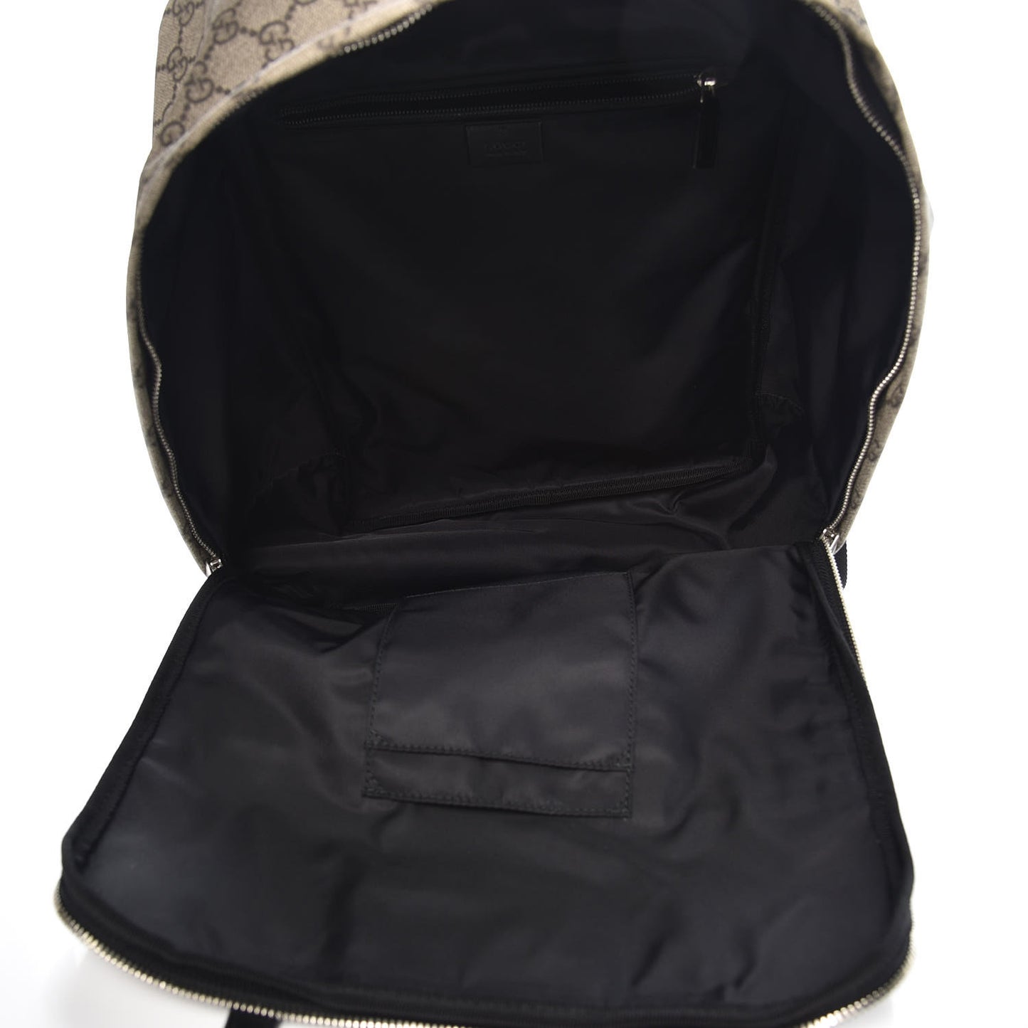 Soft GG Supreme Monogram Appia Calfskin Web Tote Backpack Beige Ebony Black