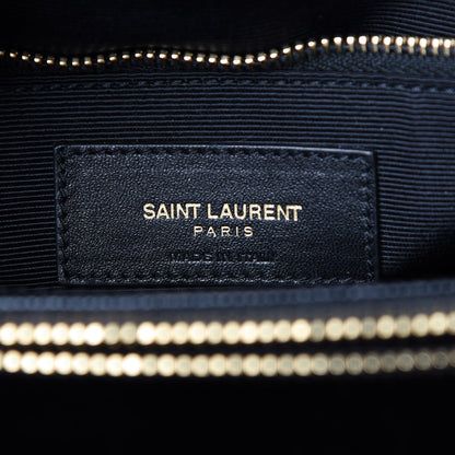 Saint Laurent Grain De Poudre Matelasse Chevron Monogram Shopping Bag Black 7 of 10
