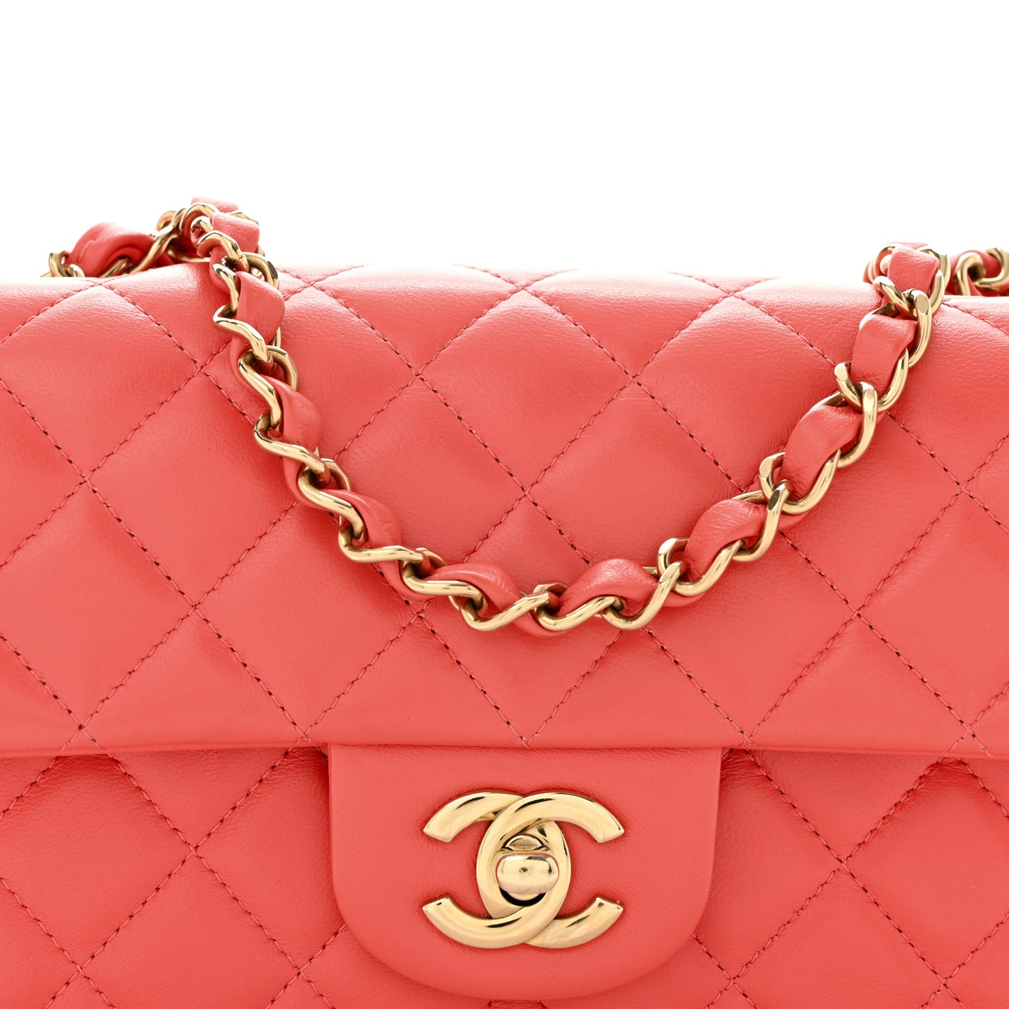 Lambskin Quilted Mini Rectangular Flap Pink