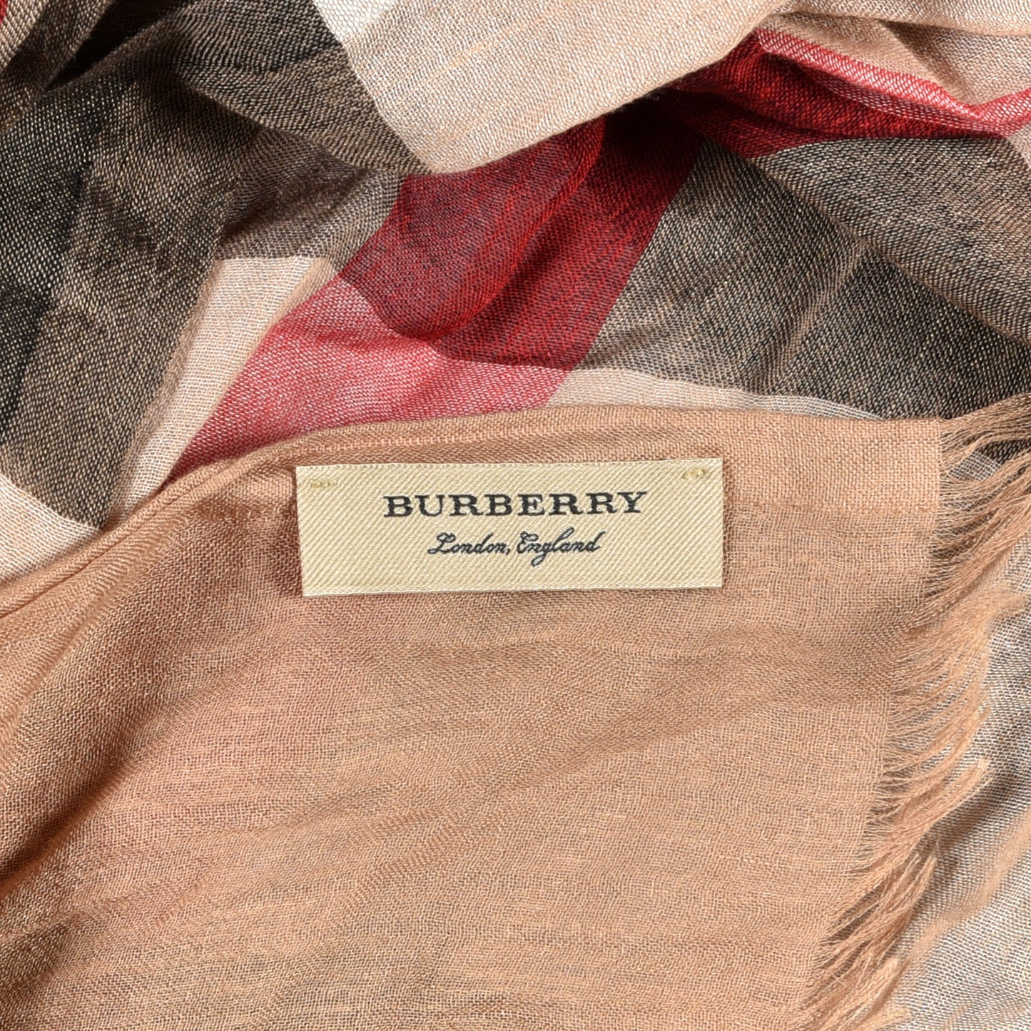 Modal Silk Cashmere Mega Check Lightweight Scarf Camel