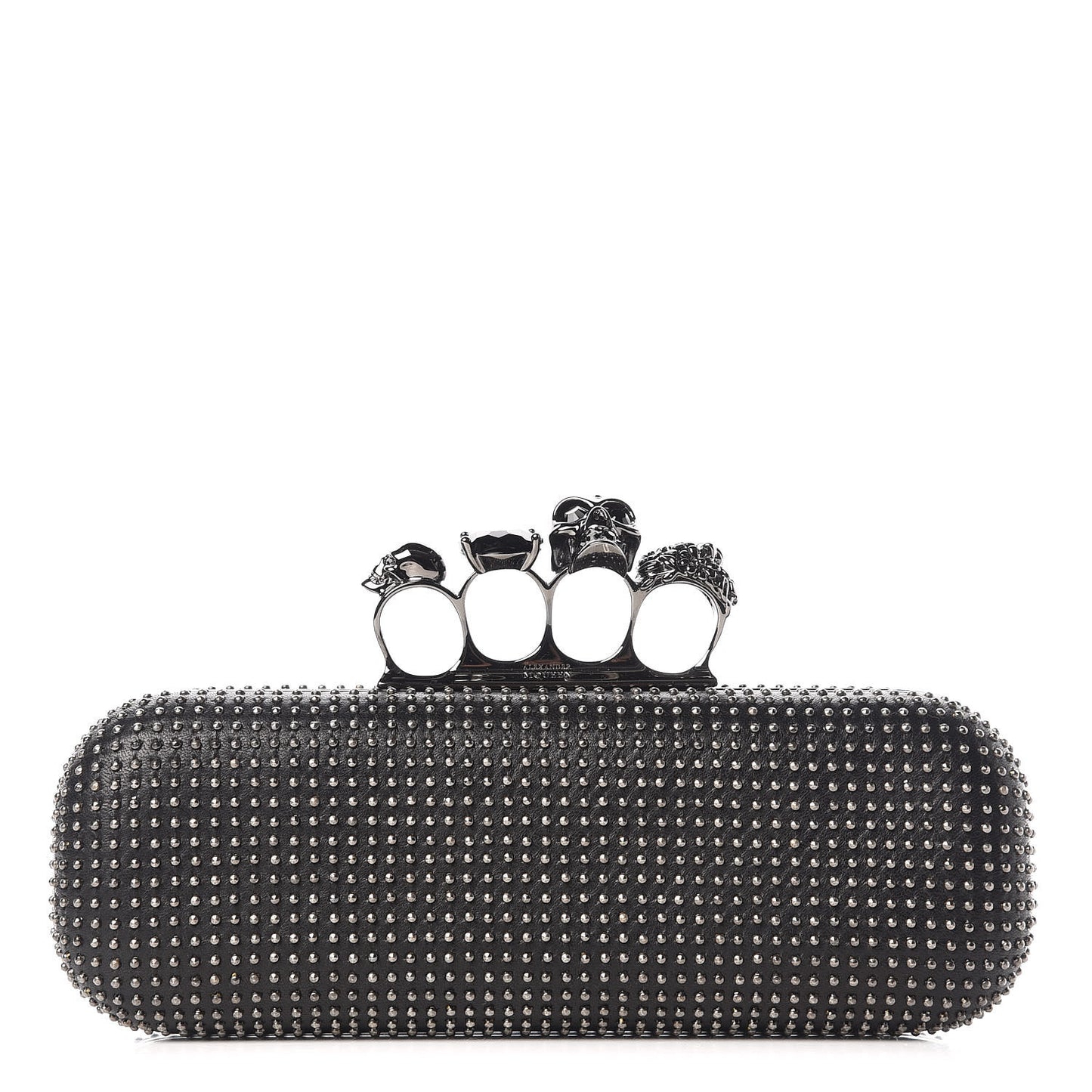 Nappa Studded Knucklebox Clutch Black