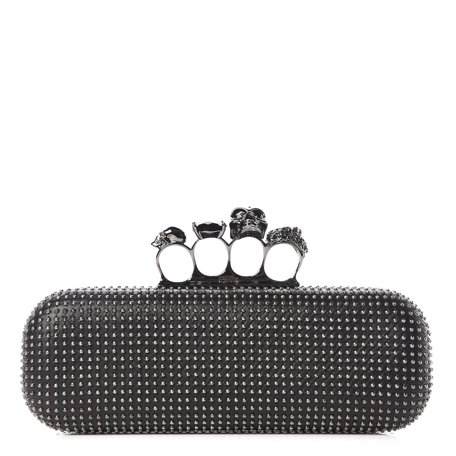 Alexander McQueen Nappa Studded Knucklebox Clutch Black 1 of 7