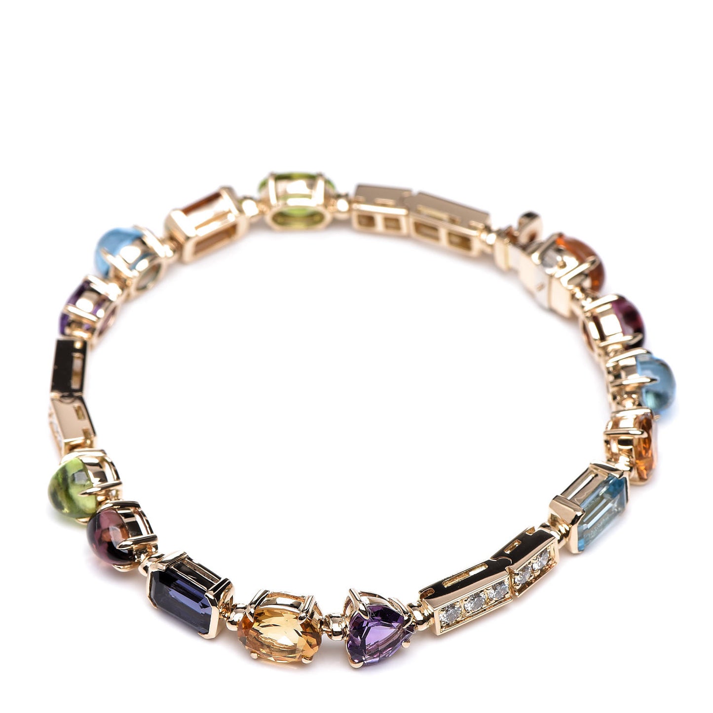 18K Yellow Gold Peridot Citrine Topaz Amethyst Tourmaline Iolite Allegra Bracelet