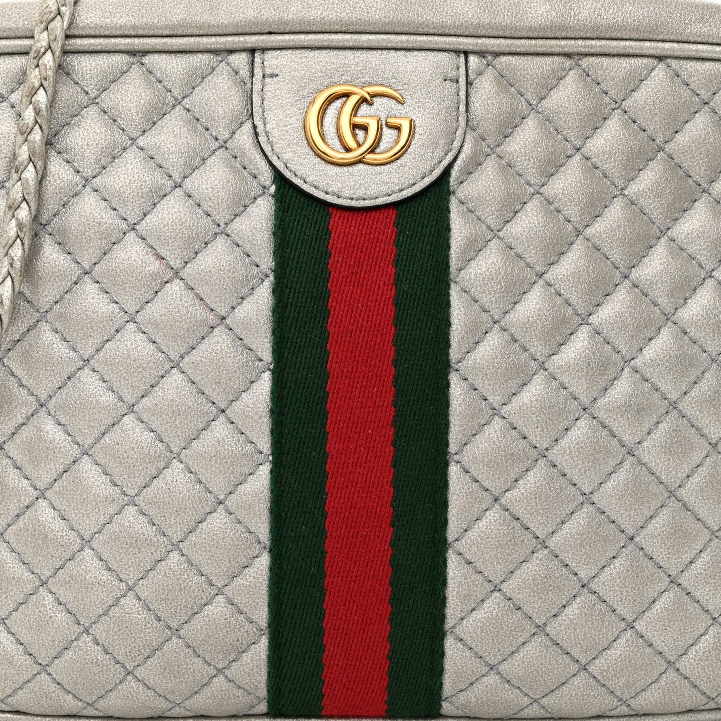 Laminated Nappa Web Trapuntata Small GG Shoulder Bag Argento