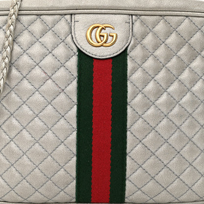 Gucci Laminated Nappa Web Trapuntata Small GG Shoulder Bag Argento 8 of 12