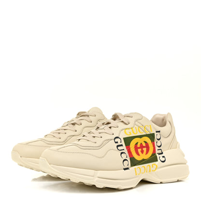 Gucci Calfskin Interlocking G Logo Mens Rhyton Sneakers 8 Ivory 3 of 9