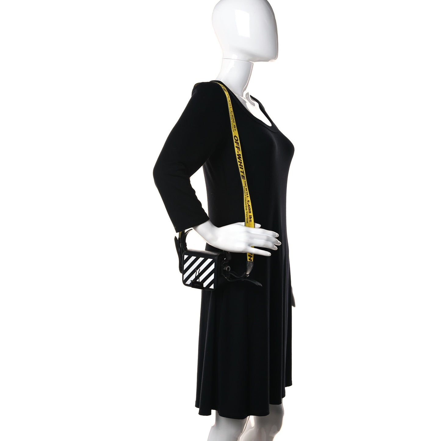Calfskin Diag Flap Bag Black White