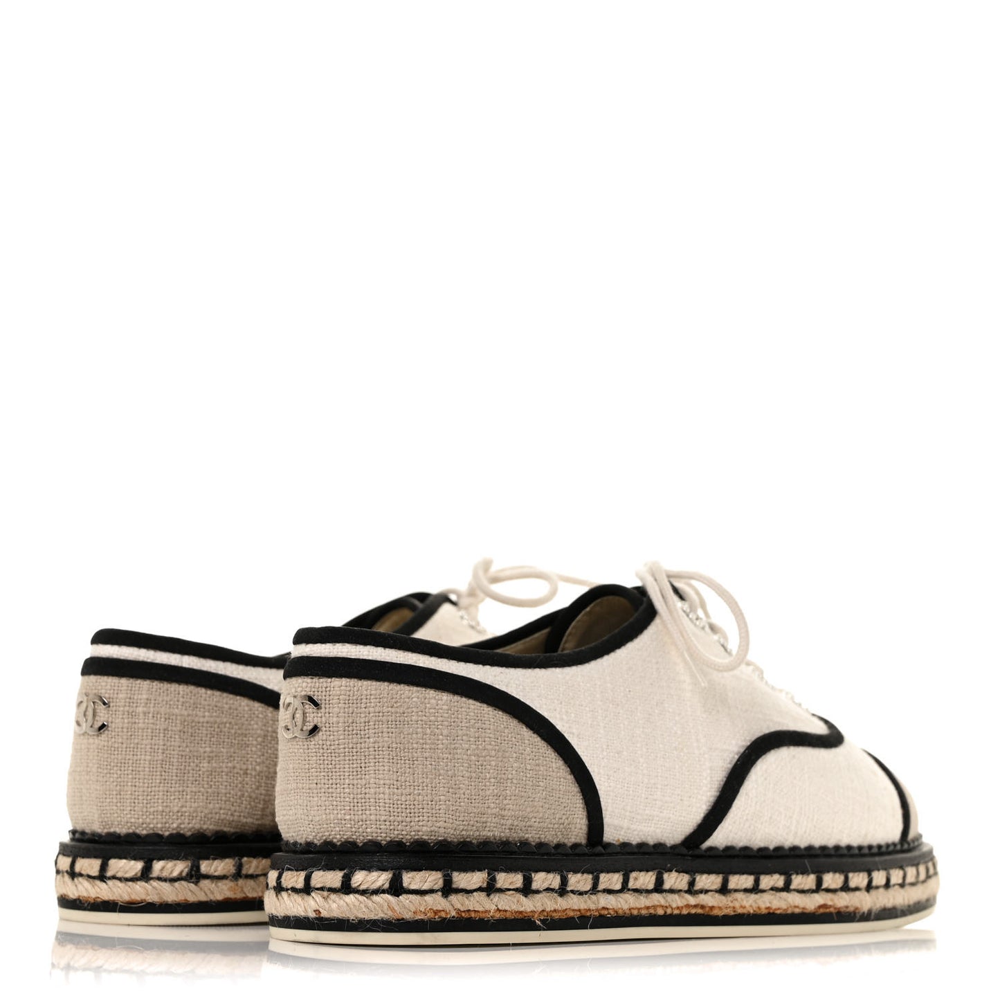 Cotton Lace Up Espadrilles 37 Light Beige