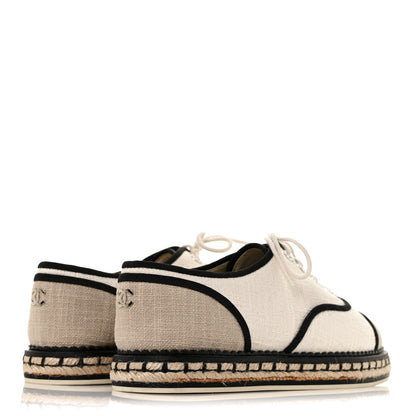 Chanel Cotton Lace Up Espadrilles 37 Light Beige 4 of 8