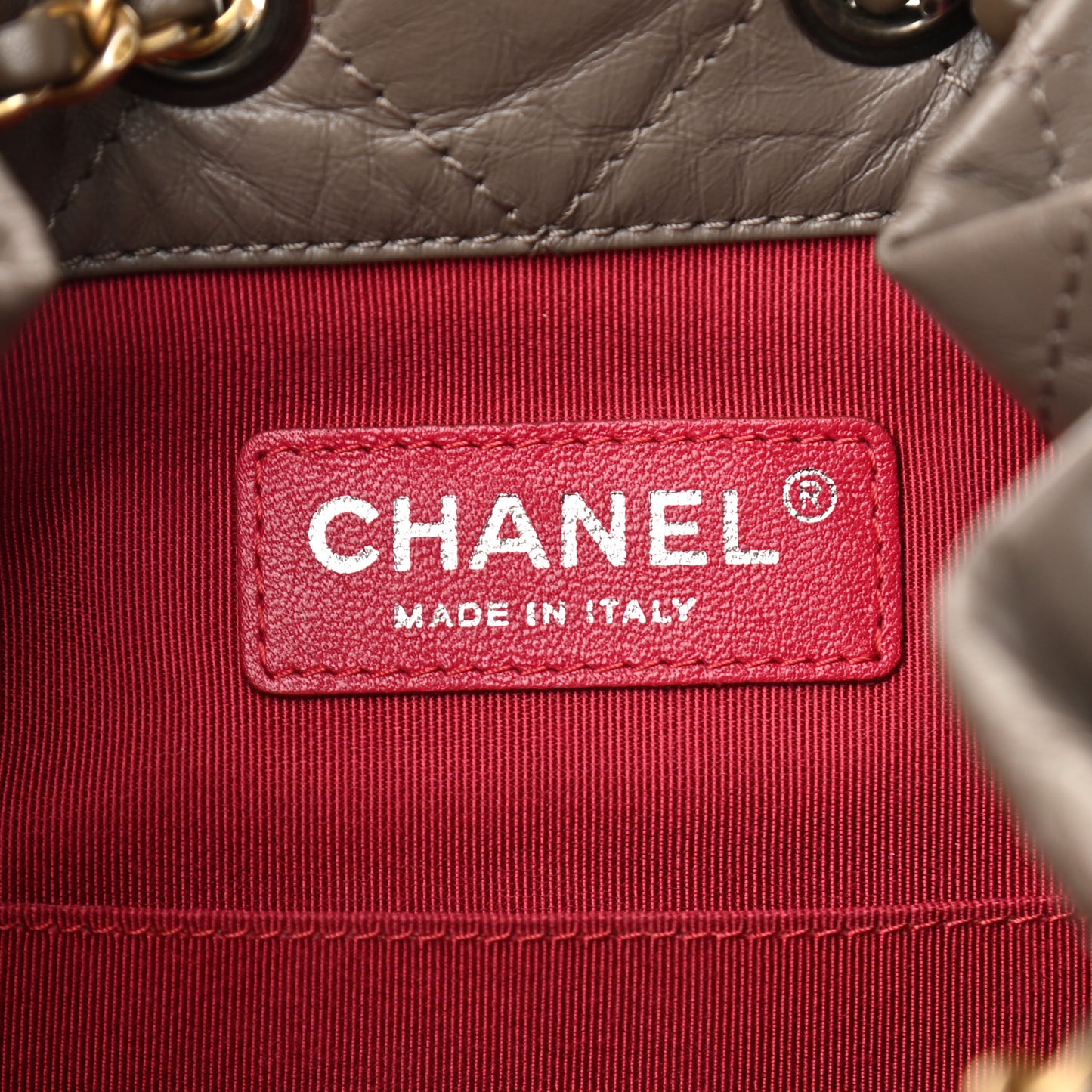 Aged Calfskin Quilted Small Gabrielle Backpack Grey