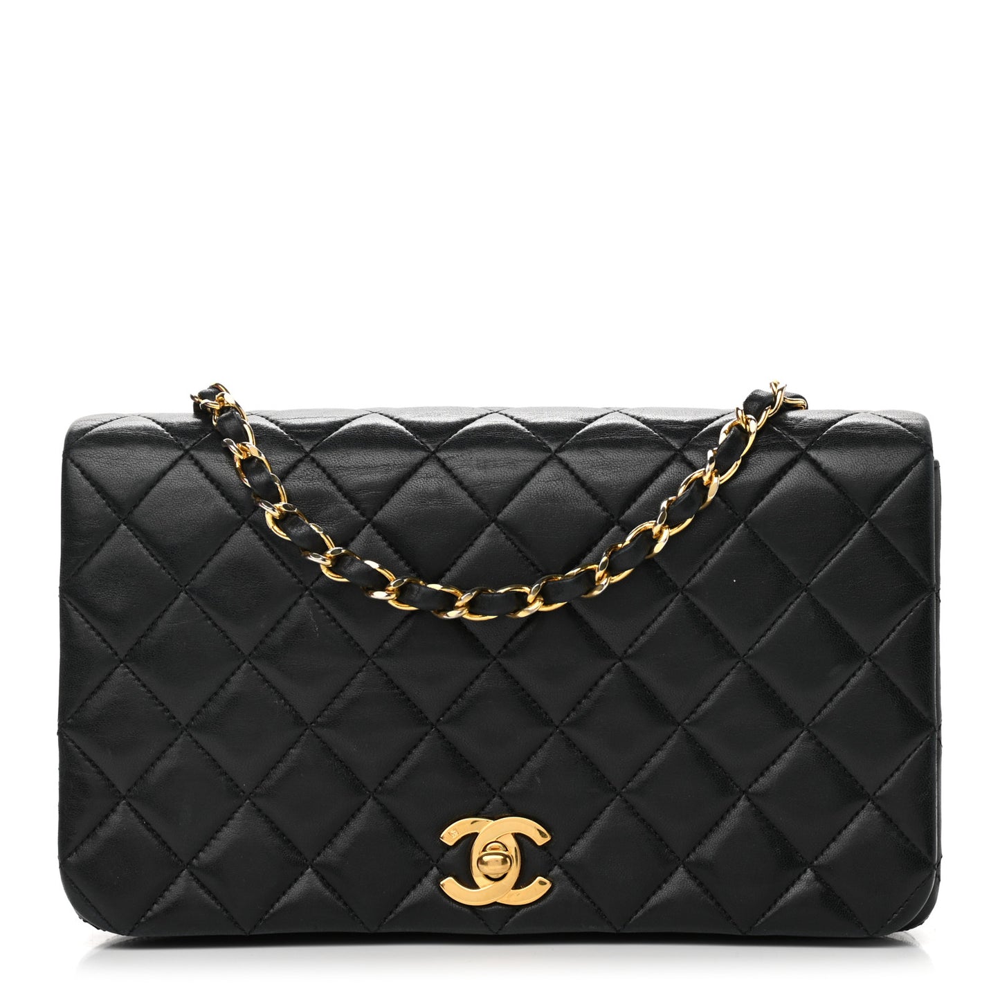 Lambskin Quilted Small Single Flap Black